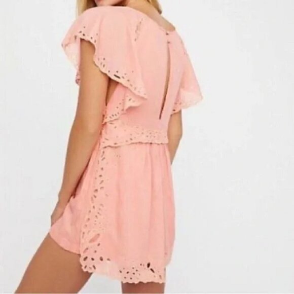 Free People Romper Sahara Layered Short Sleeve Boho Romper Shorts Size 0 EUC - Picture 5 of 13